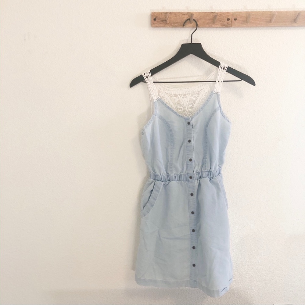 Charlotte Russe Chambray Crochet Back Dress